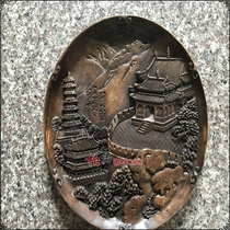 Antique retro nostalgic stone carving modern creative living room coffee table craft round thick fruit plate tray plate gift