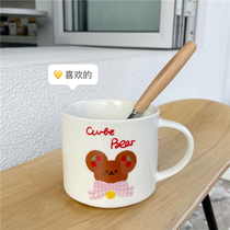 Korea ins original custom cute big ear bear large capacity ceramic cup breakfast cup Milk Cup mug