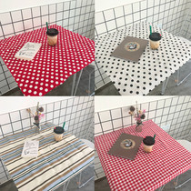 Hanfeng ins lattice spot fresh cotton linen Nordic milk tea shop cafe tablecloth table mat room decoration