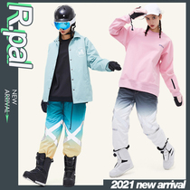 Ski pants womens veneer reflective waterproof warm tide cool men wear-resistant full seal micelle feet tie dyed Korean ski pants