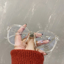 Anti-Blue Ray anti-radiation transparent glasses female plain thin face super light TR90 large frame shape can be equipped with myopia glasses frame men