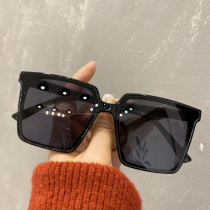 Large frame square flat sunglasses Net red female big face thin sunshade polarized sun glasses mens box street shot tide