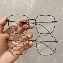 Net red plain face anti blue light square glasses female small red book myopia eye frame computer protection flat light glasses male tide