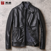 Autumn new products mens imported first layer sheepskin leather leather motorcycle short cowhide slim Korean jacket