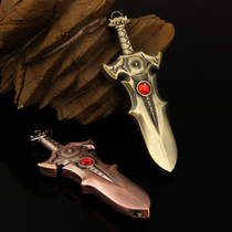 Windproof gas lighter creative peculiar personality inflatable mens ultra-thin boutique dragon knife leaning sword lighter