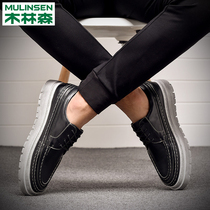 Mullinson leather shoes men 2020 Spring New British retro casual leather shoes thick soles Bullock mens shoes