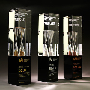 高档沙漏水晶奖杯定制 新款创意奖品公司年会