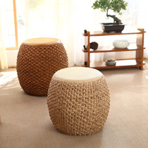 Net red Japanese rattan woven tatami tea table round stool change shoes living room stool sofa stool sitting pier small stool low stool home