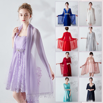 2019 New Etiquette Shawl Spring Summer Dress Outside of Covered Meat Strip Bridal Bridal Bridesmaid Show Multicolored