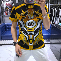 Europe station 2021 Summer Chauded t Body Round collar Half sleeves Jacket Handsome FASHION PRINTED SHORT SLEEVE T-SHIRT MALE TREND