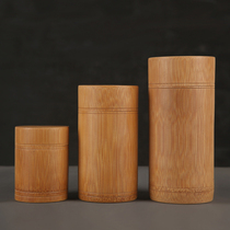Bamboo tube tea jar bamboo sealed jar large tea tube travel convenient small tea tank