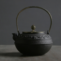 Liuhitang cast iron Vine-grain cooking teapot Japanese retro style tea ceremony accessories large capacity iron pot burning teapot