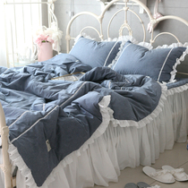 ANNAMONG Korea high-end custom handmade Cowboy blue quilt autumn and winter quilt