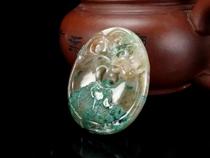 Henan Duyu boutique old pit material sky blue Spinach root ice color antique dragon and phoenix Chengxiang brand hanging Other