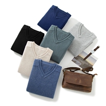 2021 autumn and winter new men's v-neck cashmere sweater base sweater chicken heart collar casual long sleeve sweater