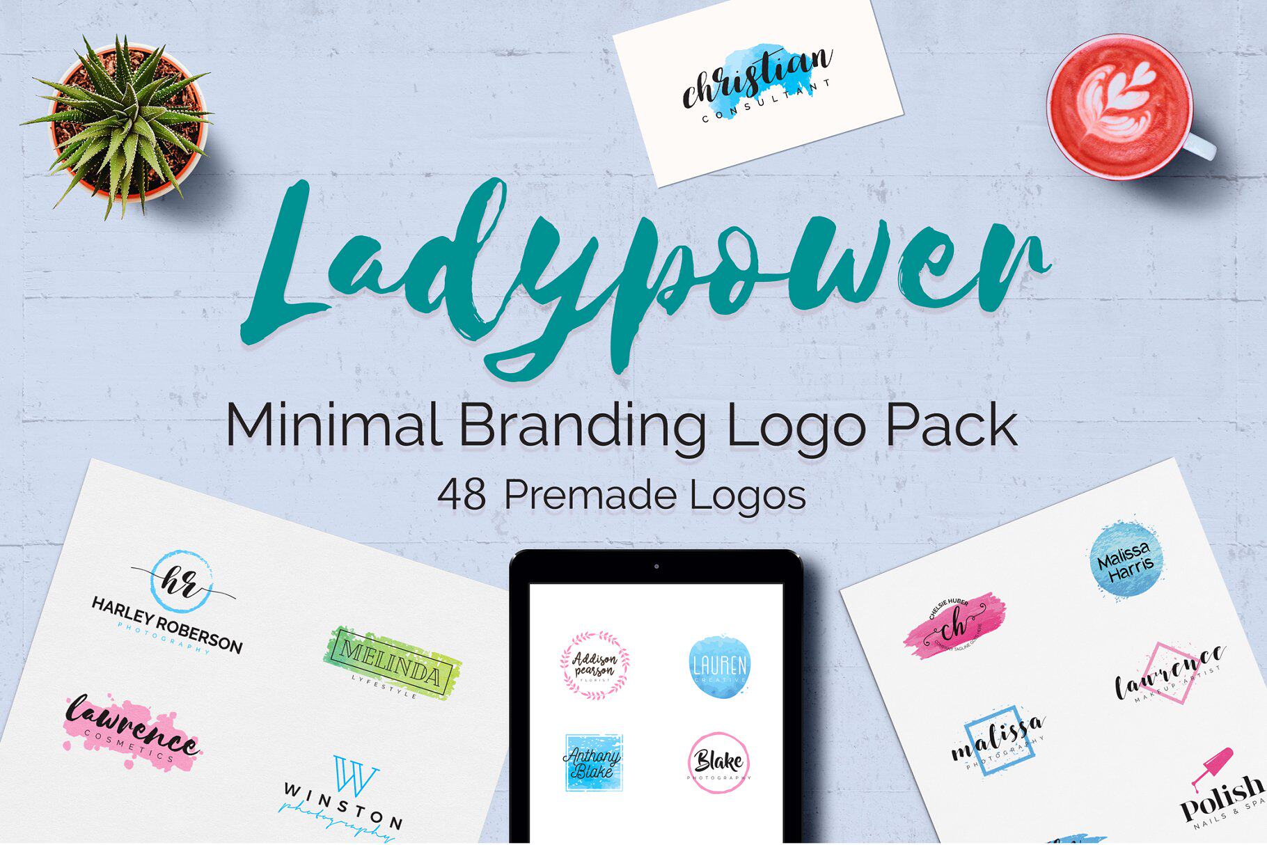 女性品牌logo设计模板集 ladypower feminine branding logo set