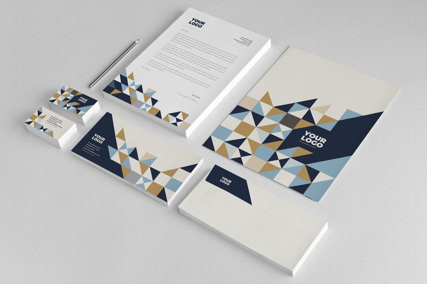 时尚简约现代的几何图形vi设计模板