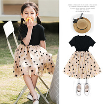 The new children's princess dress Korean version of the gauze-spoon skirt in the summer dress of the girl Next Kiss