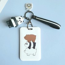 Sliding cover bus card set ins Wind student meal card bag cartoon doll key chain campus card protective cover certificate set