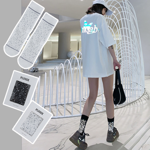 ins网红情侣满天星反光中筒袜纯棉韩版高筒袜街头潮拍袜子女潮袜