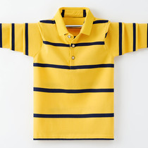 Boys Long Sleeve T-Shirt 2021 New Spring Middle and Large Kids Striped Polo Shirt Elementary School Students Korean Style Western Style 4-15 Years