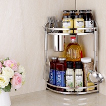 Stainless steel kitchen shelf Floor seasoning rack Kitchenware storage rack Corner rack 3-layer wall storage rack