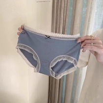 Modal underwear women cotton graphene antibacterial breathable middle waist girl Japanese temptation no trace lace edge 4