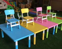 Childrens plastic thickened adjustable lifting student desks and chairs set of new kindergarten lifting rectangular tables and chairs