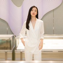 Summer Thinness Western Suit Small Coat Goddess Temperament Loose White Suit Suit Net Red Fashion Small Leggings Suit