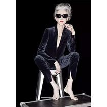 2021 Fall New Silk Suede Suit Suit Fashion Ol West Suit Small Coat Temperament Minor Leggings Two-piece Set