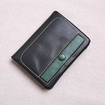 JUUZ LAN leather wallet womens short Korean version contrast color buckle handmade small wallet soft cowhide small fresh leather wallet