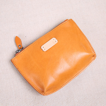 Leather coin wallet womens small hand bag ultra-thin simple handmade soft leather key case cowhide leather photo bag