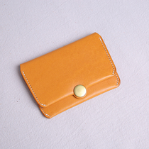 Leather card bag female Mini small Japanese niche card clip tanning skin thin card cover cowhide ultra-thin drivers license cover