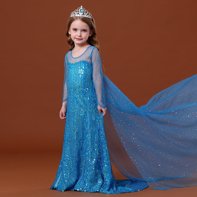 Frozen 2 Elsa Princess Dress Girls Birthday Dress Elsa Children's Summer Elsa Trailing Skirt