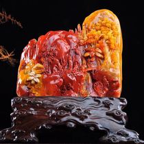 Boutique Shoushan stone ornaments Office living room Home interior alpine multicolored stone carvings rough stone desktop crafts