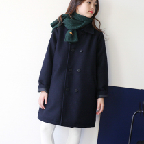 Girl child Son Coat Inglén Wind Medium Long Child Fur Coats 2021 New Foreign Gas Aniko Fashion Princess