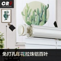 CR9 Nordic ins Wind printing aluminum Louver Curtain punch-free installation blackout bathroom bathroom bathroom home waterproof