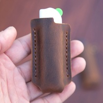 Handmade Vintage Grinding wheel burner Disposable Cricket Grasshopper Lighter Cowhide Case Creative Protective Case Personality