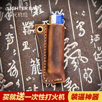 Disposable Lighter leather Case Cricket Grasshopper Wheel burner Real leather Protective case Handmade gift