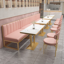 Milk tea shop table and chair combination light luxury chair dessert Western food cartoon with wall sofa iron gramberry cafe