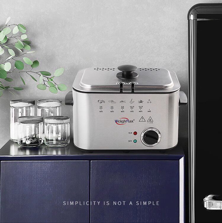 Фритюрница 德国新款小型电炸锅全自动家用食品级油炸锅薯条油炸机省油带锅盖 Zsvip