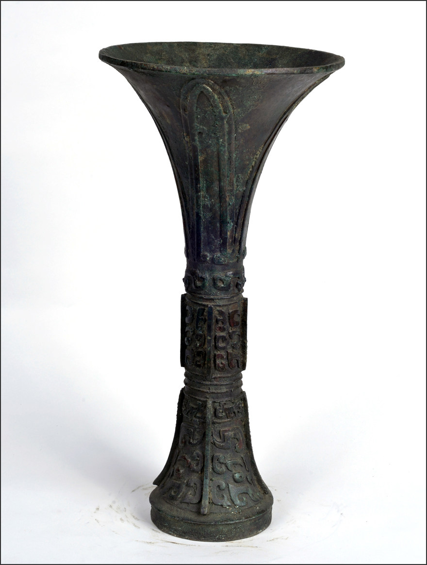 【直供】仿古铜器兽面纹觚 工美大师周长海