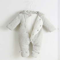 Newborn clothes Winter one-piece clothing Baby long-sleeved coat velvet thickened baby autumn bag foot climbing clothes