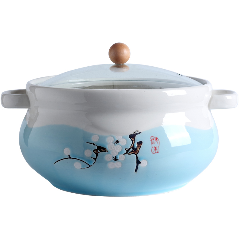 Jingdezhen ceramic ipads China household ears large soup pot boil soup bowl with cover soup basin Japanese - style tableware ideas