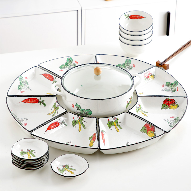 The dishes suit household ceramic dish dish dish creative move reunion party hot pot seafood platter tableware portfolio