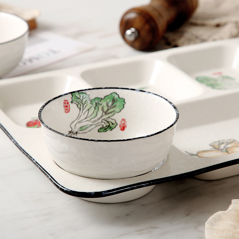 Jingdezhen ceramic cent eat dish dish dish home creative snack plate frame segmentation dish one breakfast food tableware