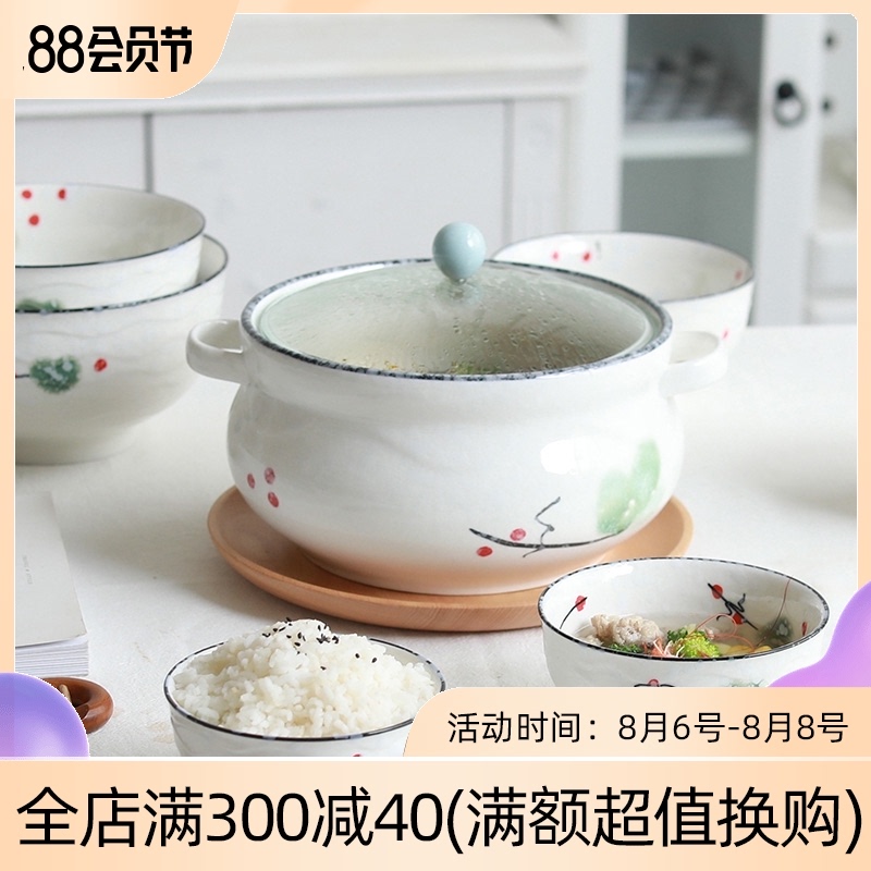 Home to eat bread and butter of jingdezhen ceramic rainbow such use large bowl soup bowl creative contracted Japanese under the glaze color tableware