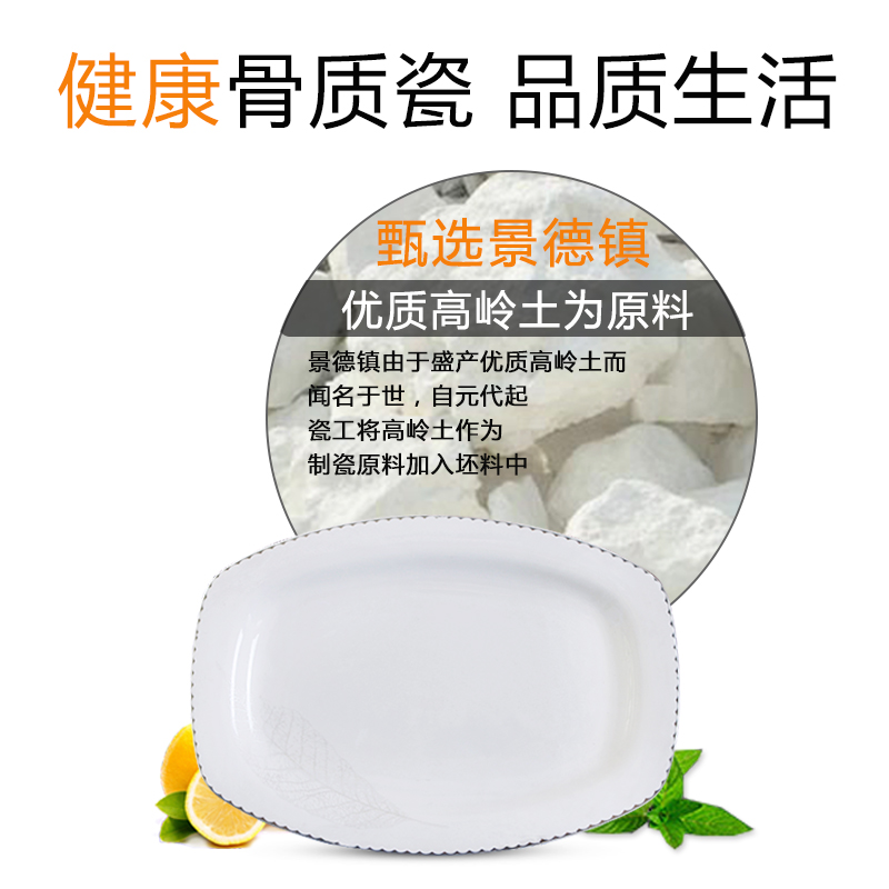 Creative household number fish dish of jingdezhen ceramics tableware can microwave rectangle Chinese dishes simple dishes