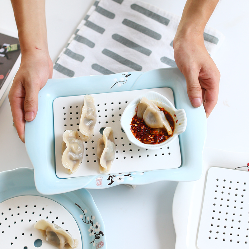 Japanese tableware jingdezhen ceramic plates home steamed dumpling dish creative contracted a cold cold dish dish of boiled dumpling dishes