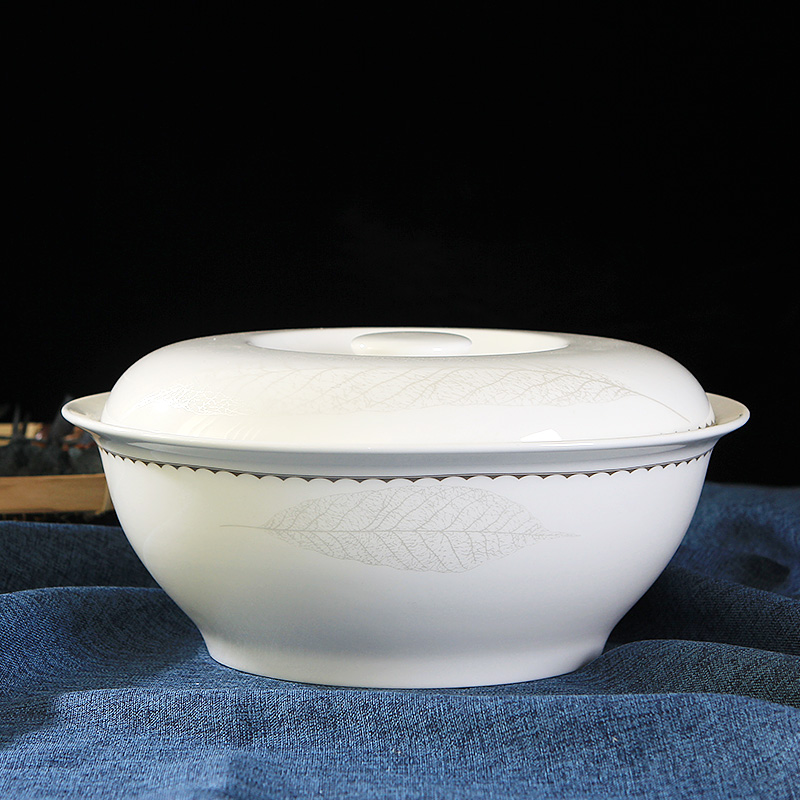 Home supplies pan jingdezhen 9 inches with cover round ceramic soup pot pot creative tableware large bowl of soup bowl